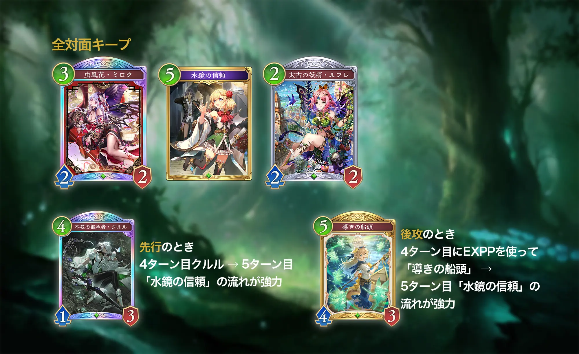 シャドバWB 進化テンポエルフ 全対面共通のキープ基準(虫風花・ミロク／水鏡の信頼／太古の妖精・ルフレ)